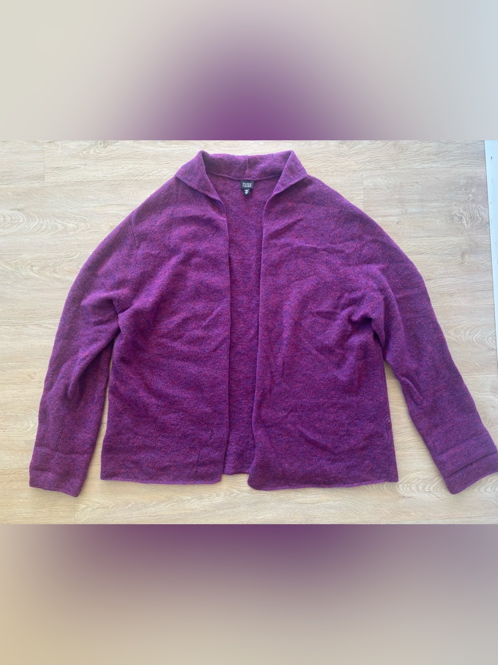 Eileen Fisher Italian Yarn Mélange Cardigan Sz XL Wool Oversized Coastal